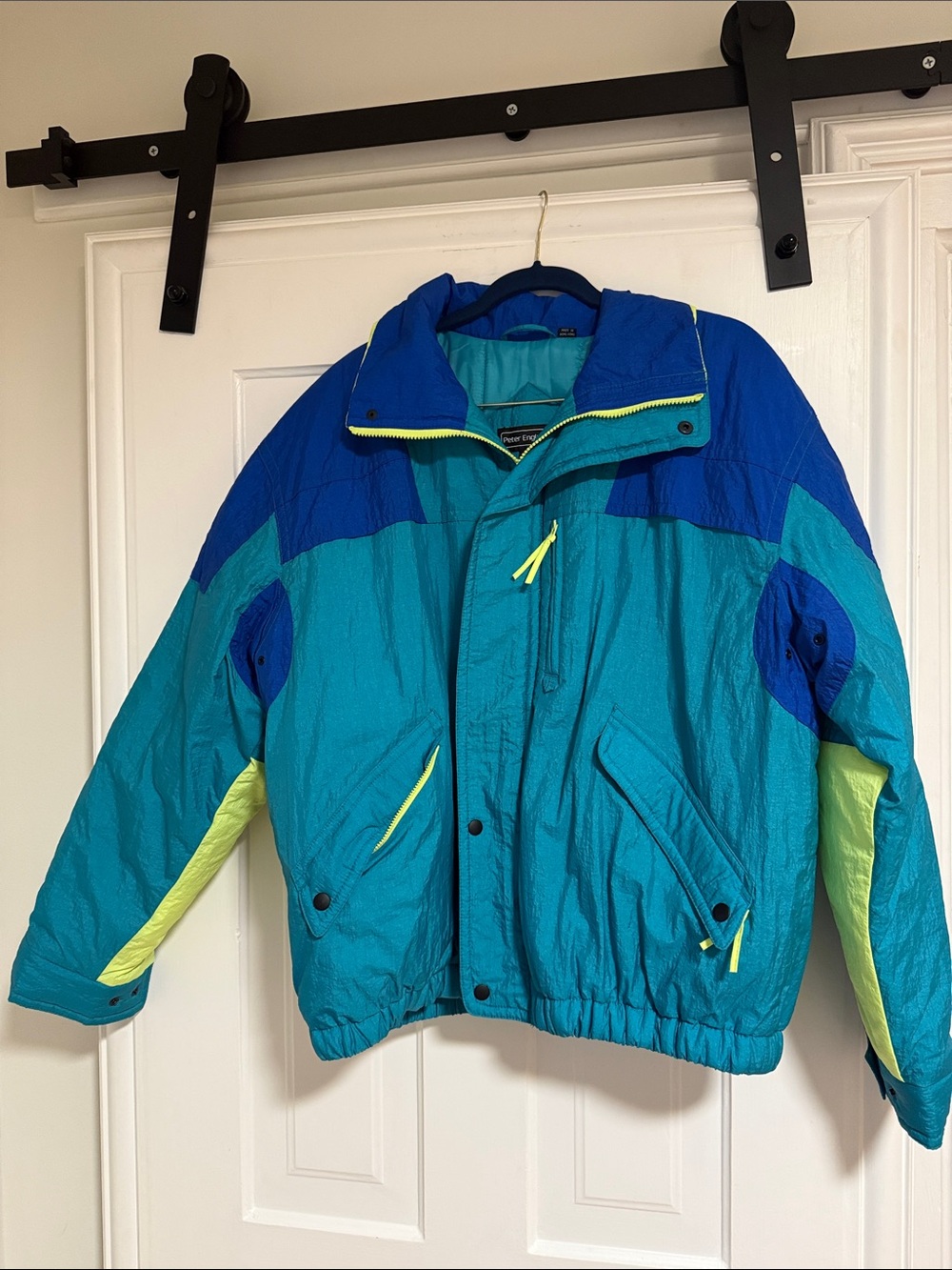 VINTAGE Peter England Teal, Royal Blue & Lime Kids Puffer Jacket